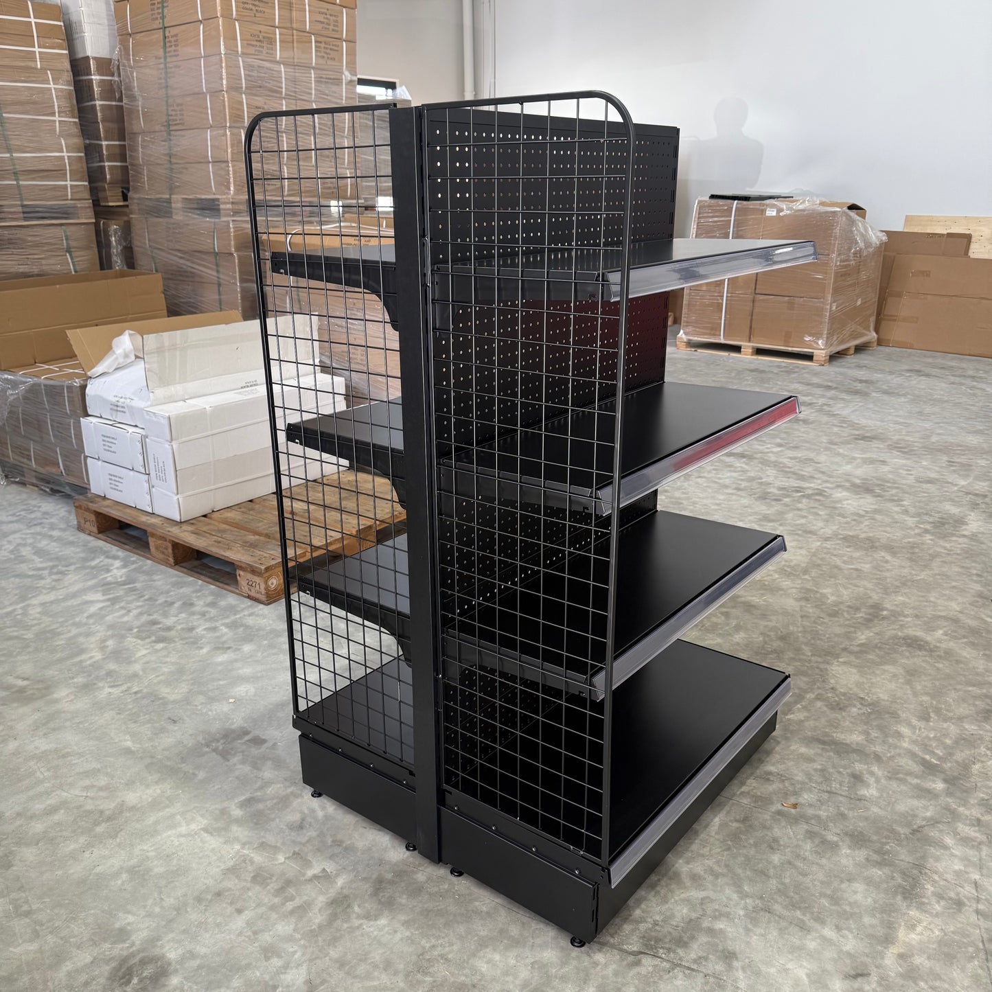 1500H Black Retail Shelving Double Sided