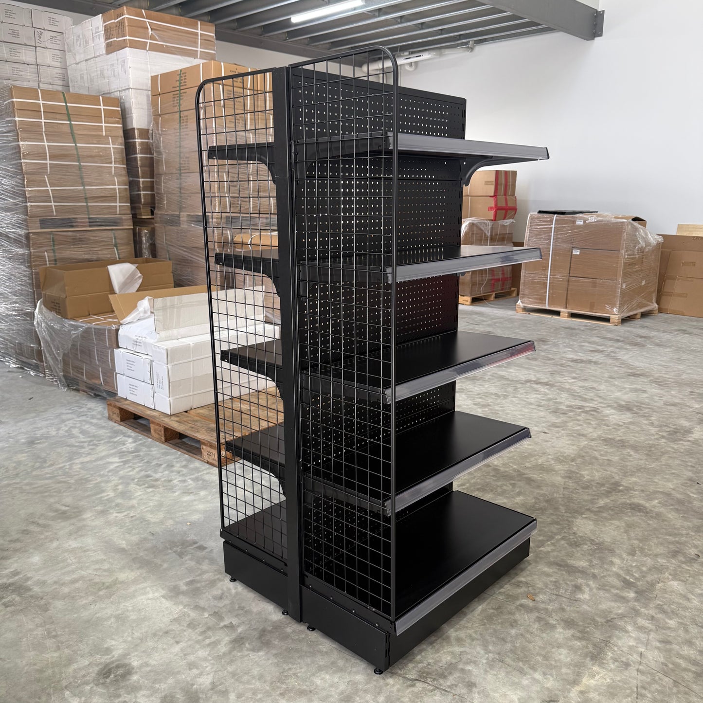1800H Black Retail Shelving Double Sided