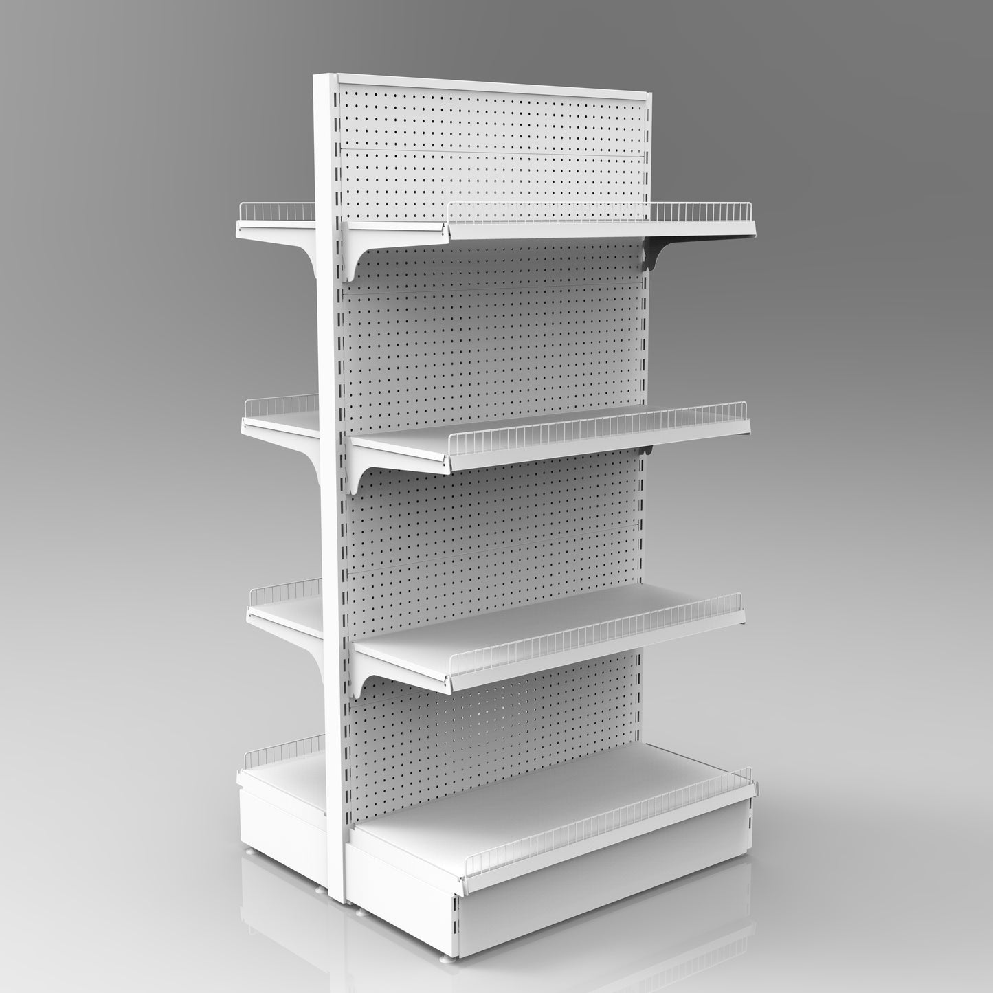1500H White Retail Shelving Double Sided