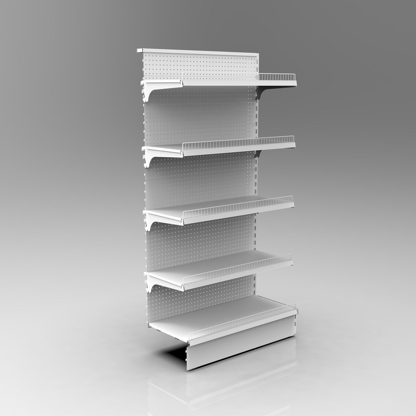 1800H White Retail Shelving Single Sided