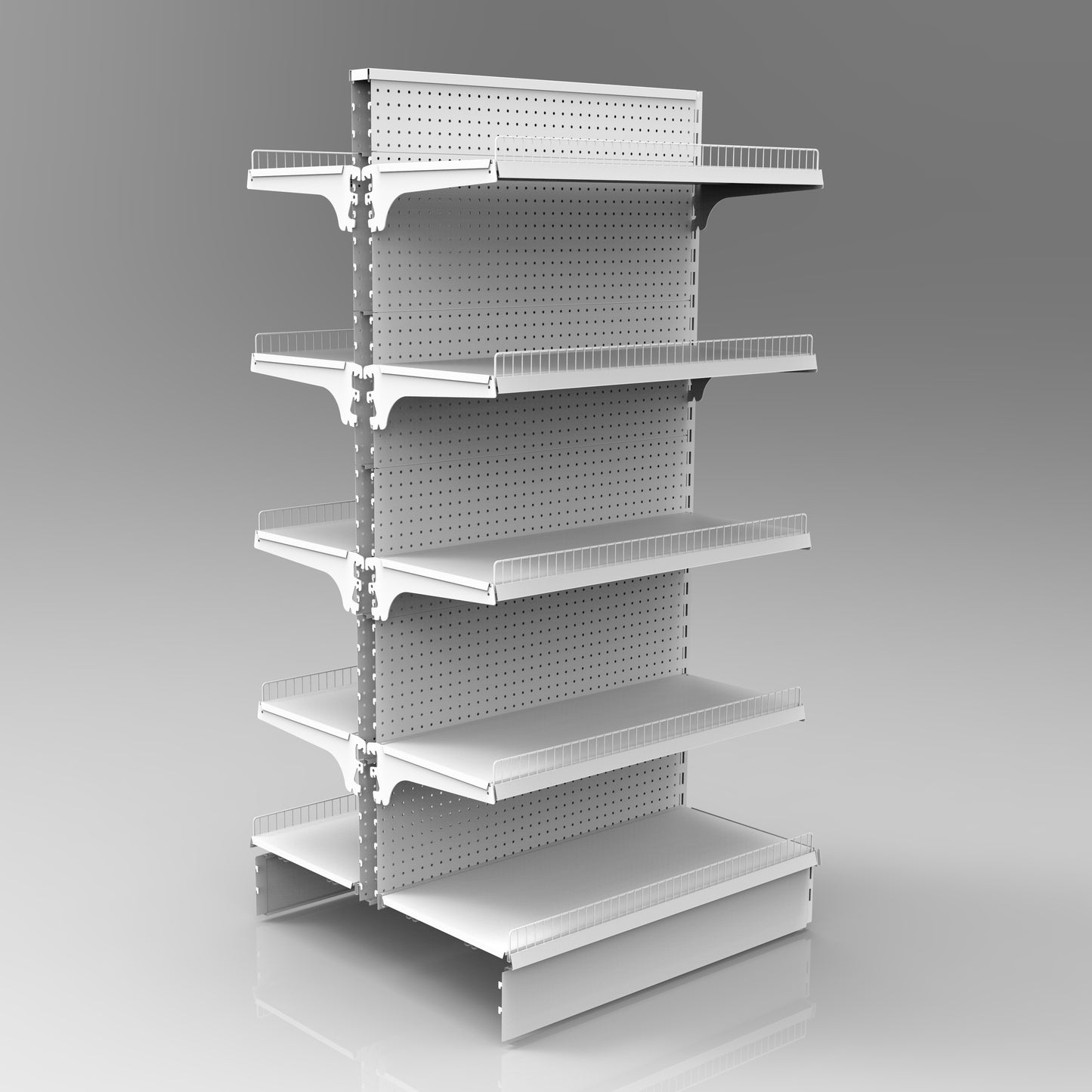 1800H White Retail Shelving Double Sided