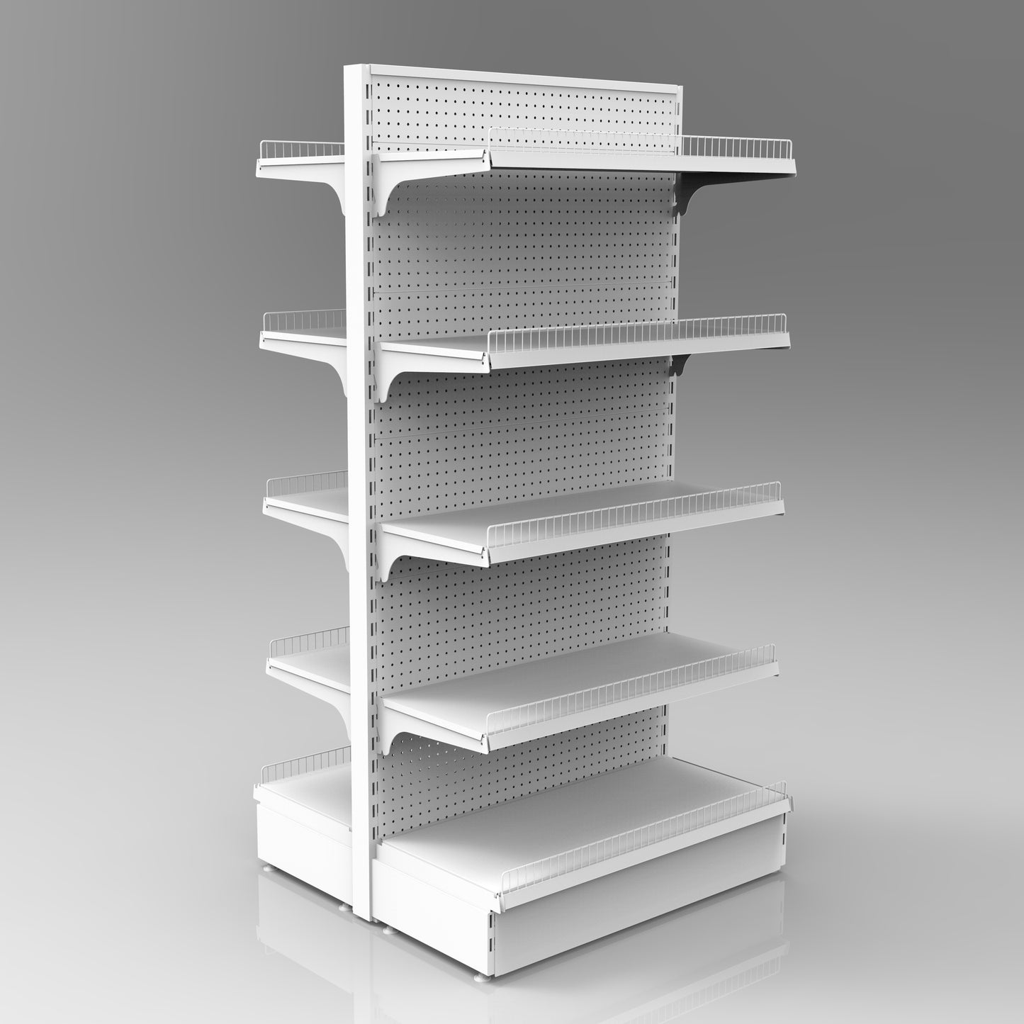 1800H White Retail Shelving Double Sided