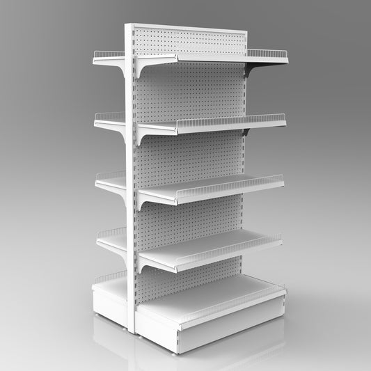 1800H White Retail Shelving Double Sided