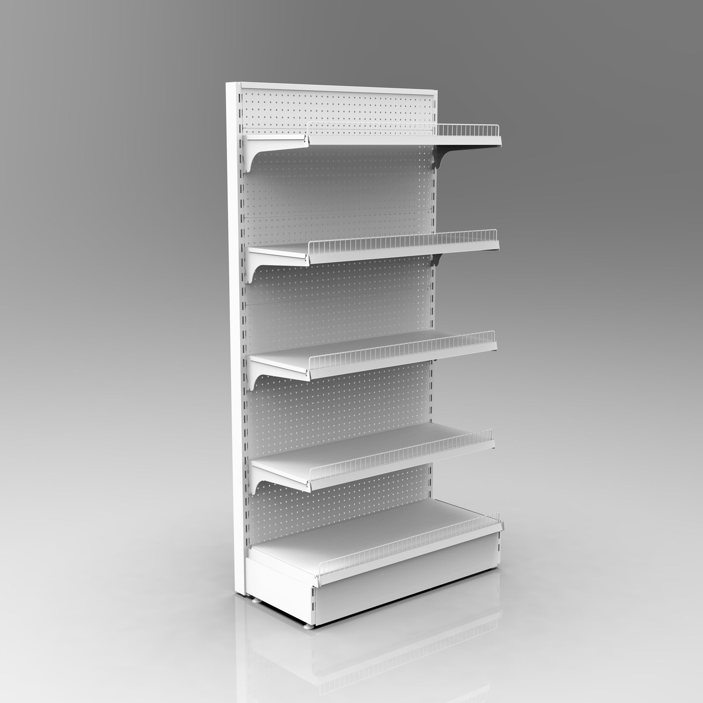 1800H White Retail Shelving Single Sided
