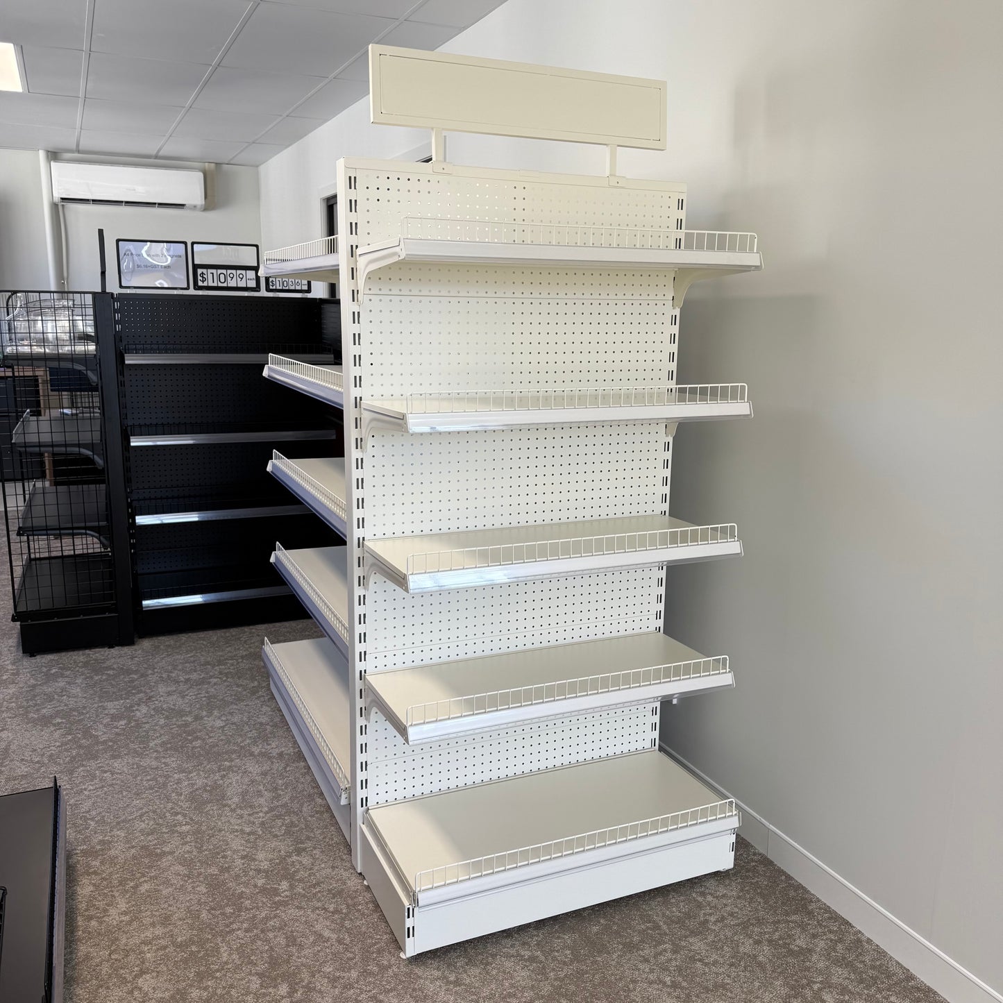 1800H White Retail Shelving Single Sided