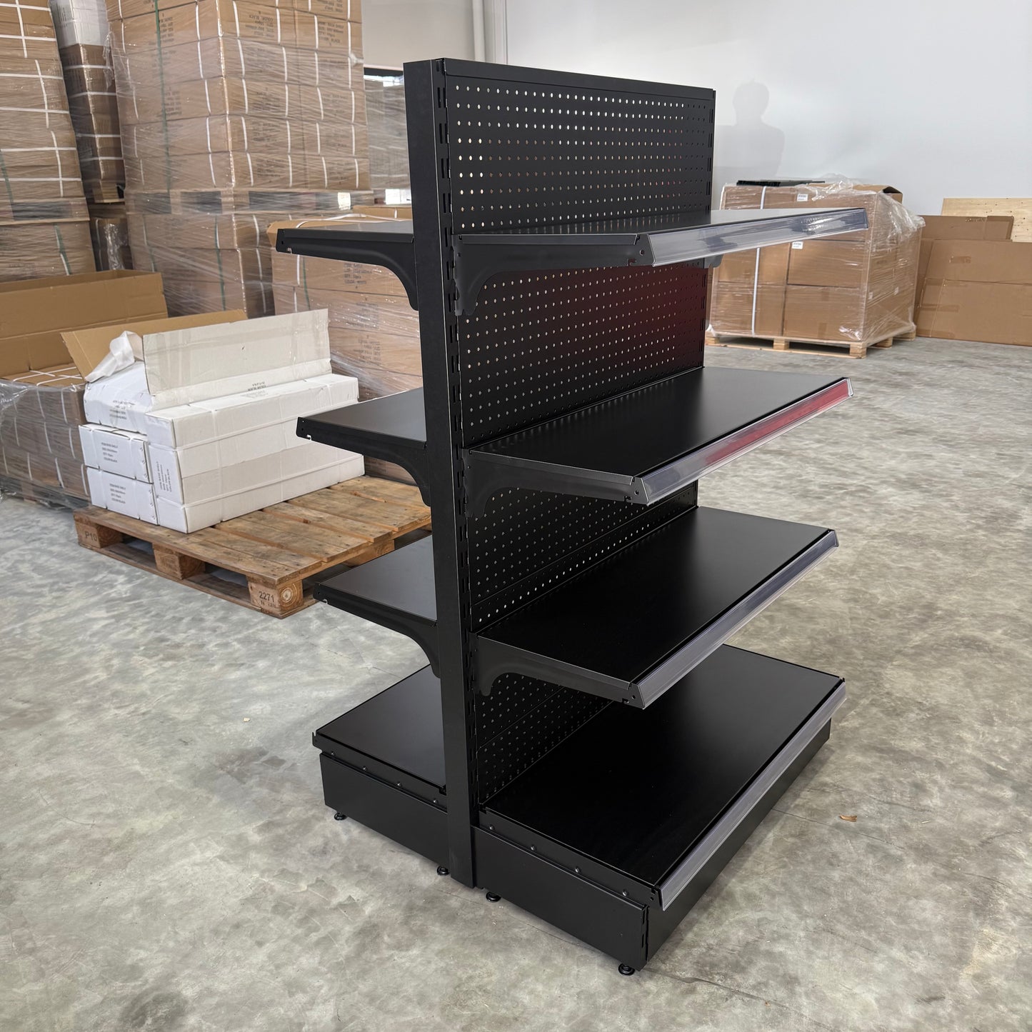 1500H Black Retail Shelving Double Sided