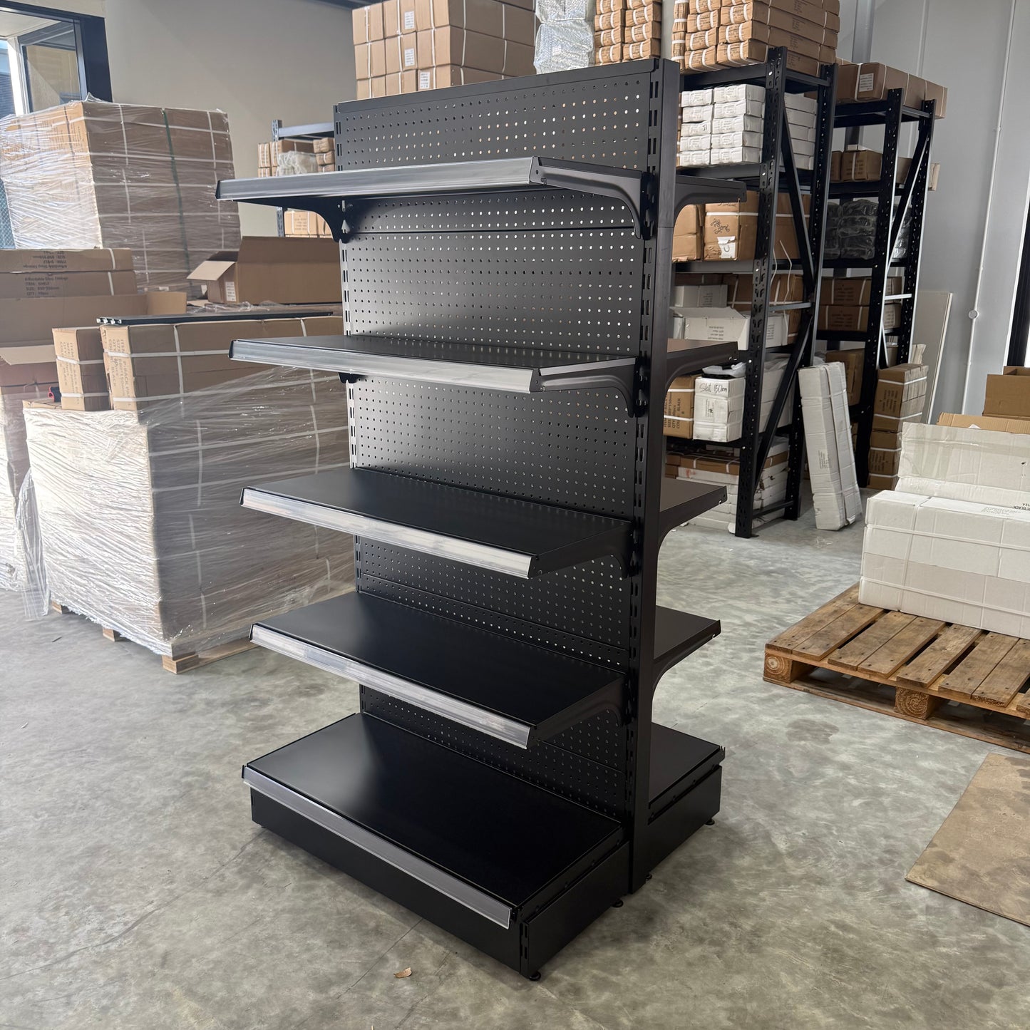 1800H Black Retail Shelving Double Sided
