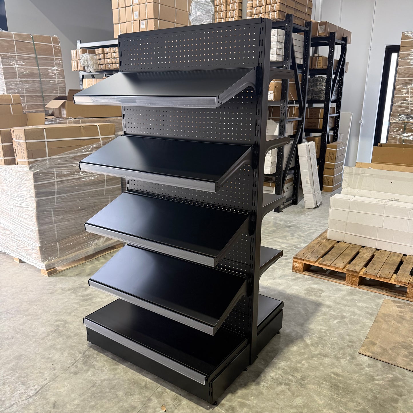 1800H Black Retail Shelving Double Sided