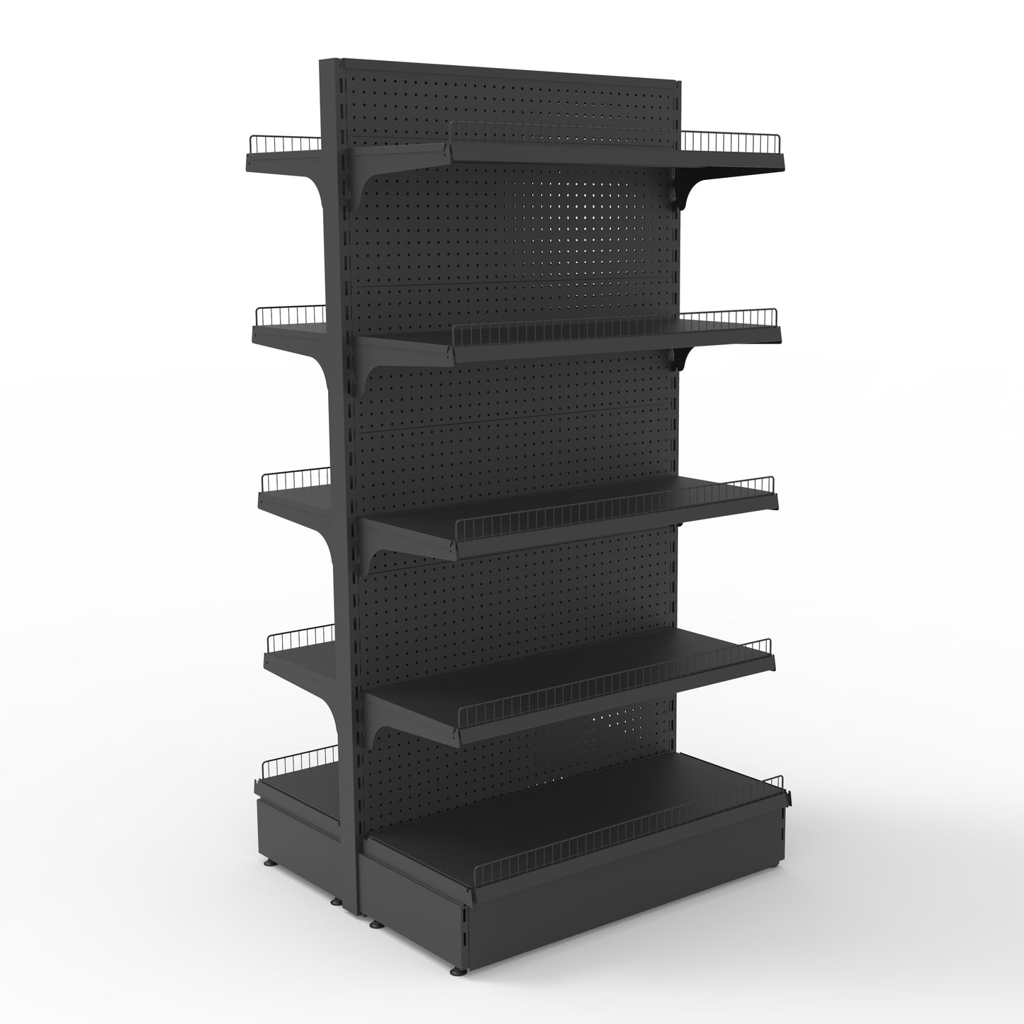 1800H Black Retail Shelving Double Sided