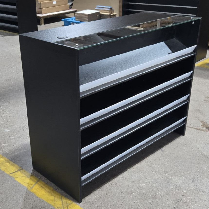 Retail Counter with Shelves and Glass Top 1200mm