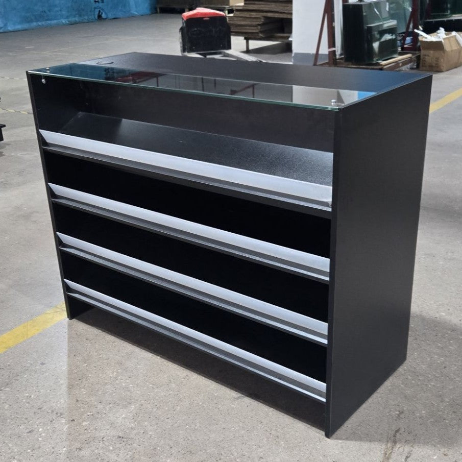 Retail Counter with Shelves and Glass Top 1200mm