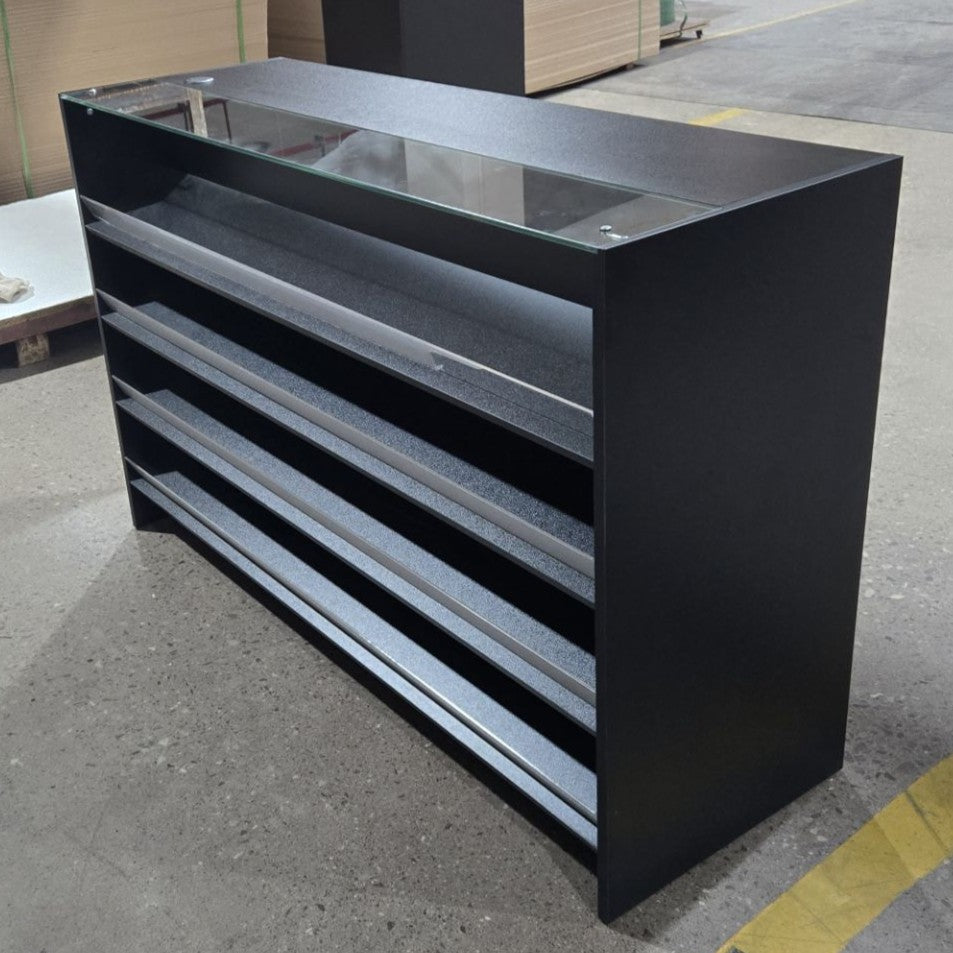 Retail Counter with Shelves and Glass Top 1500mm