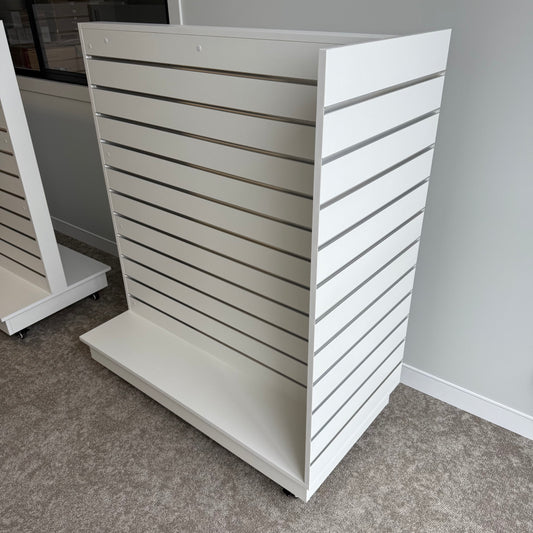 White Double Sided End Bay Slatwall Gondola With Wheels