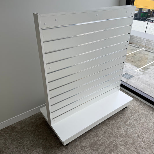 White Double Sided Centre Bay Slatwall Gondola with Wheels
