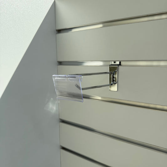 150mm Heavy Duty Chrome Slatwall Price Tag Hook