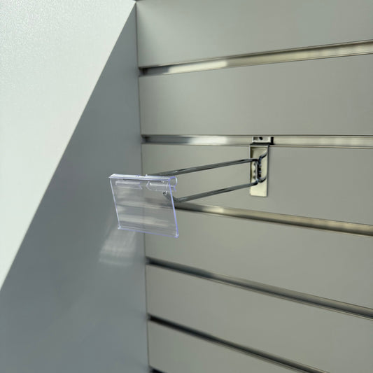 200mm Heavy Duty Chrome Slatwall Price Tag Hook