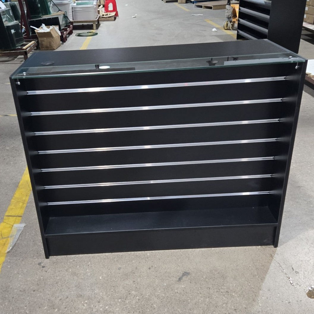 Retail Counter with Slatwall Face and Glass Top 1200mm