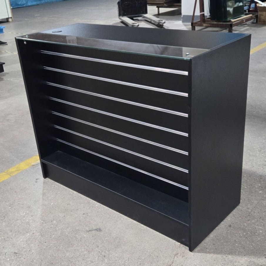 Retail Counter with Slatwall Face and Glass Top 1200mm