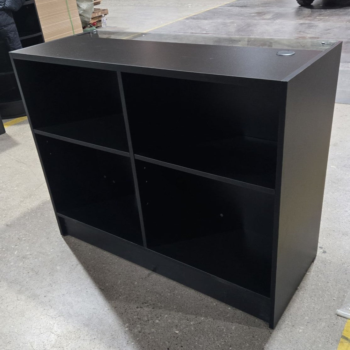 Retail Counter with Slatwall Face and Glass Top 1200mm