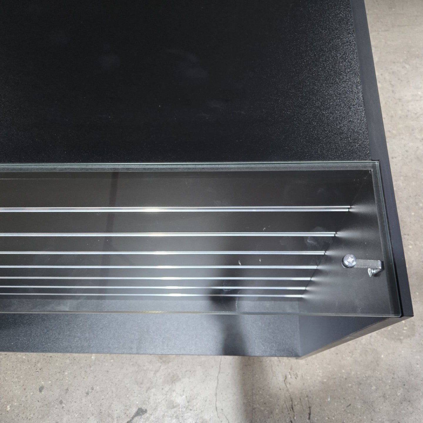 Retail Counter with Slatwall Face and Glass Top 1200mm