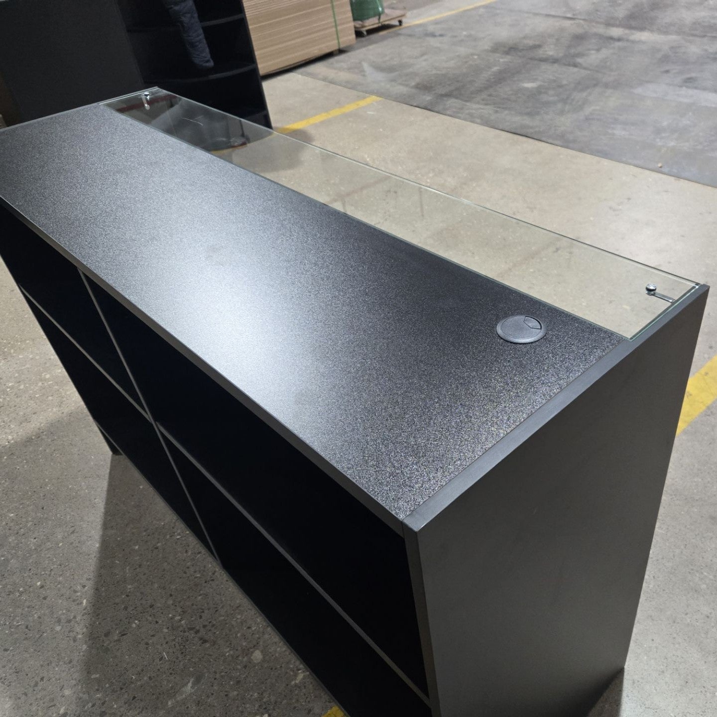 Retail Counter with Slatwall Face and Glass Top 1500mm