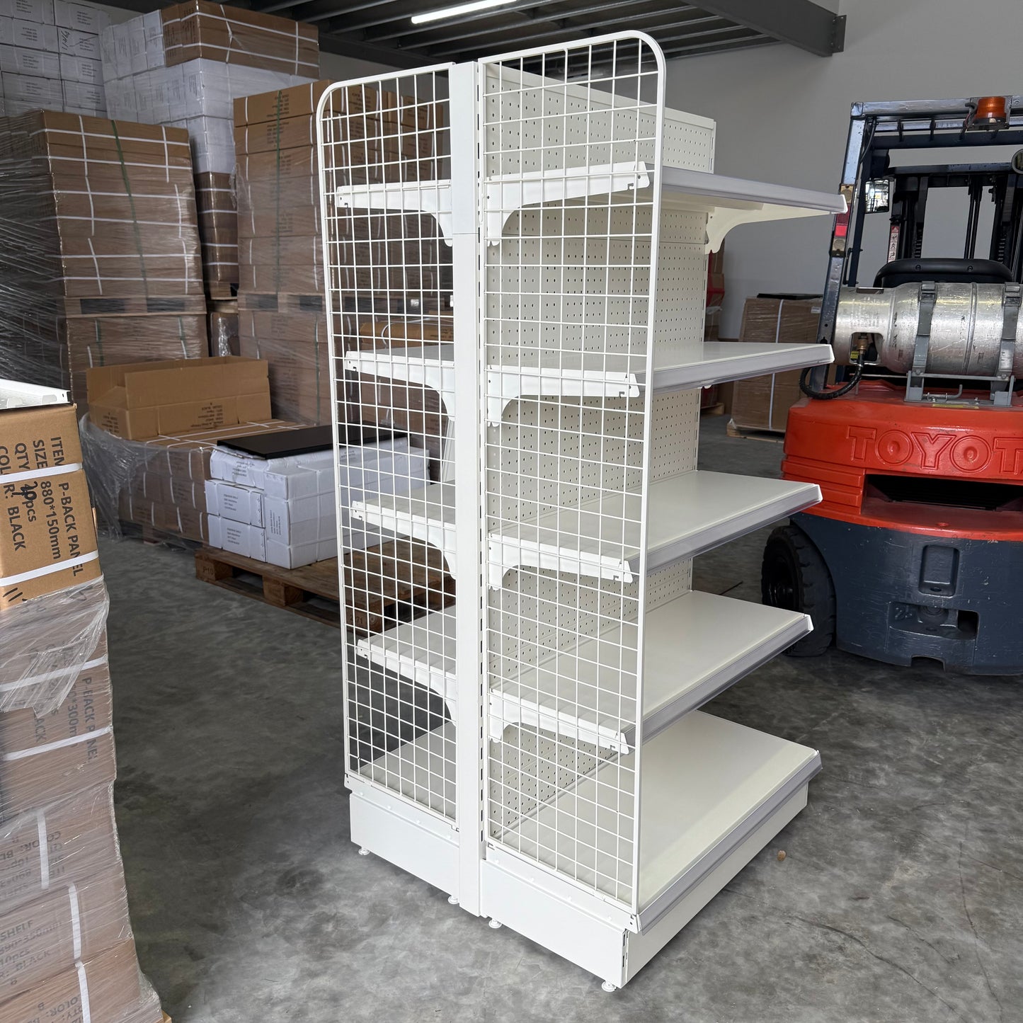 1800H White Retail Shelving Double Sided