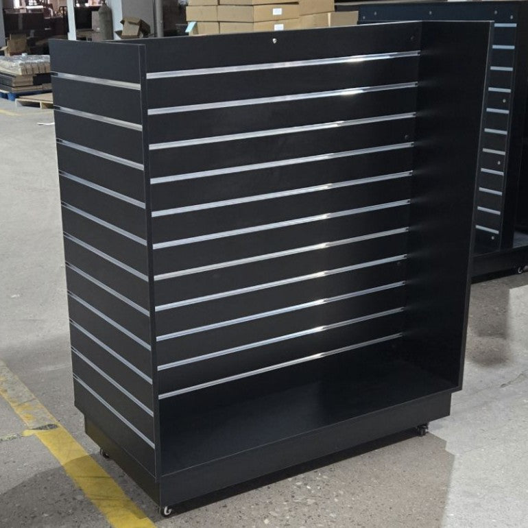 Black Double Sided H Frame Slatwall Gondola With Wheels