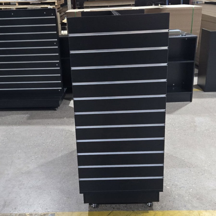 Black Double Sided H Frame Slatwall Gondola With Wheels