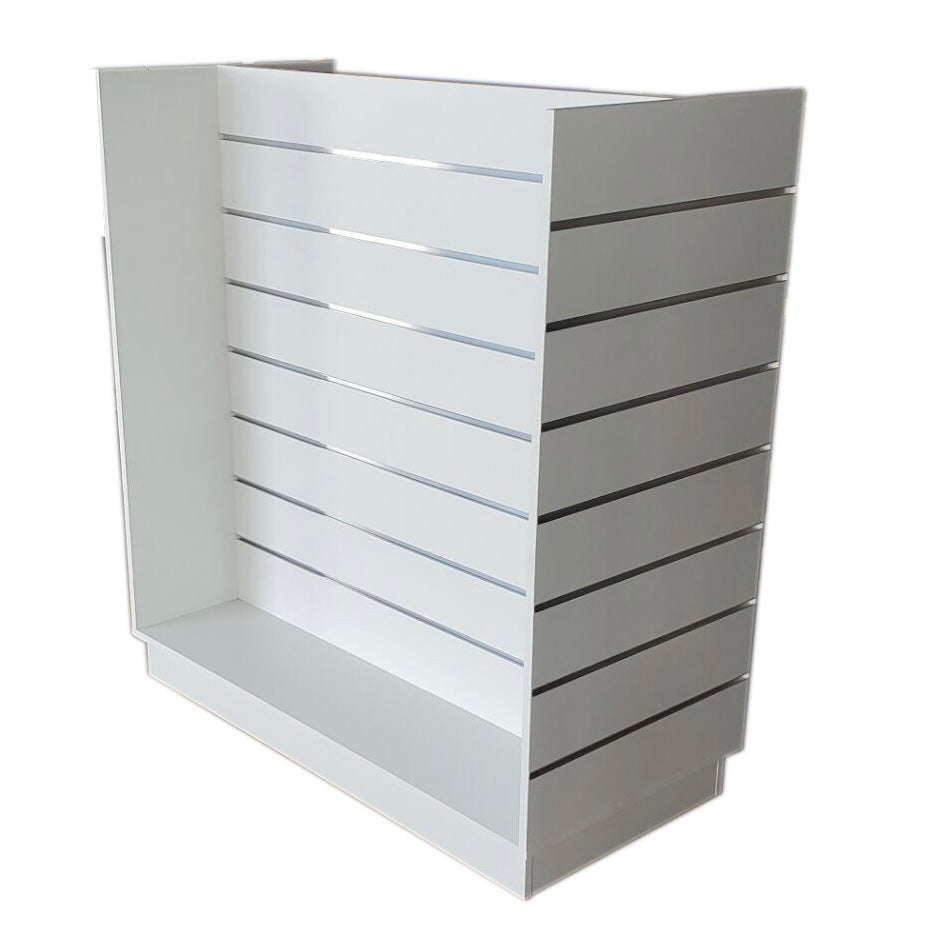 White Double Sided H Frame Slatwall Gondola With Wheels