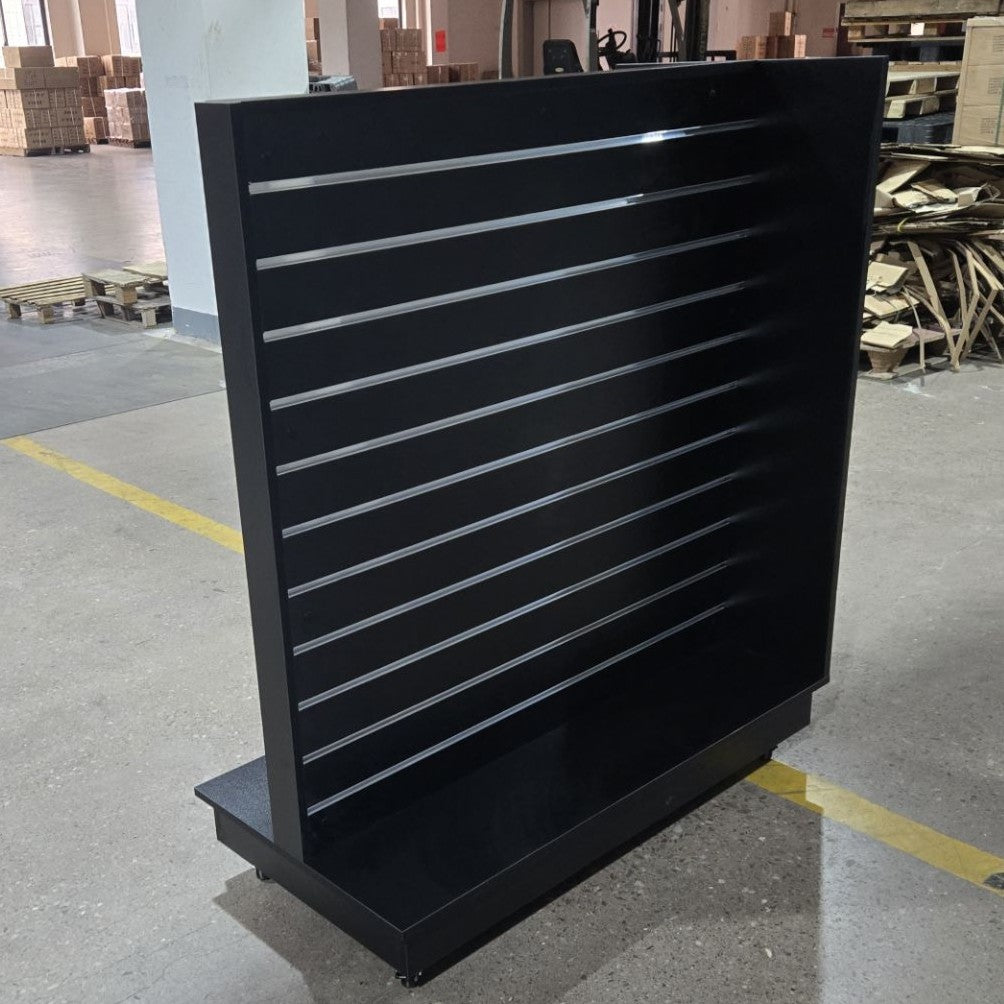 Black Double Sided End Bay Slatwall Gondola With Wheels