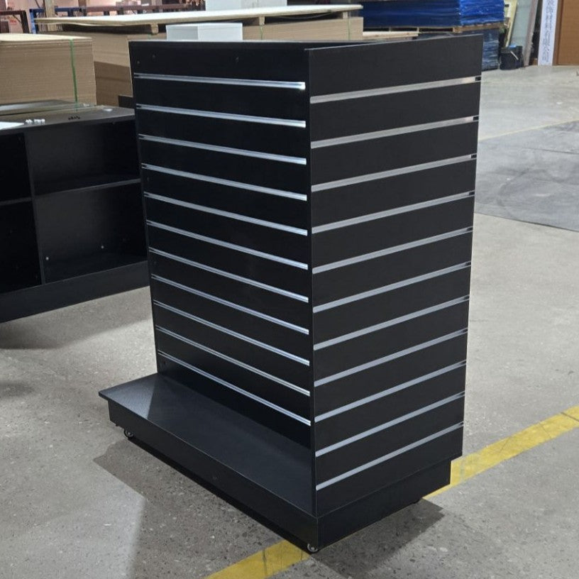 Black Double Sided End Bay Slatwall Gondola With Wheels