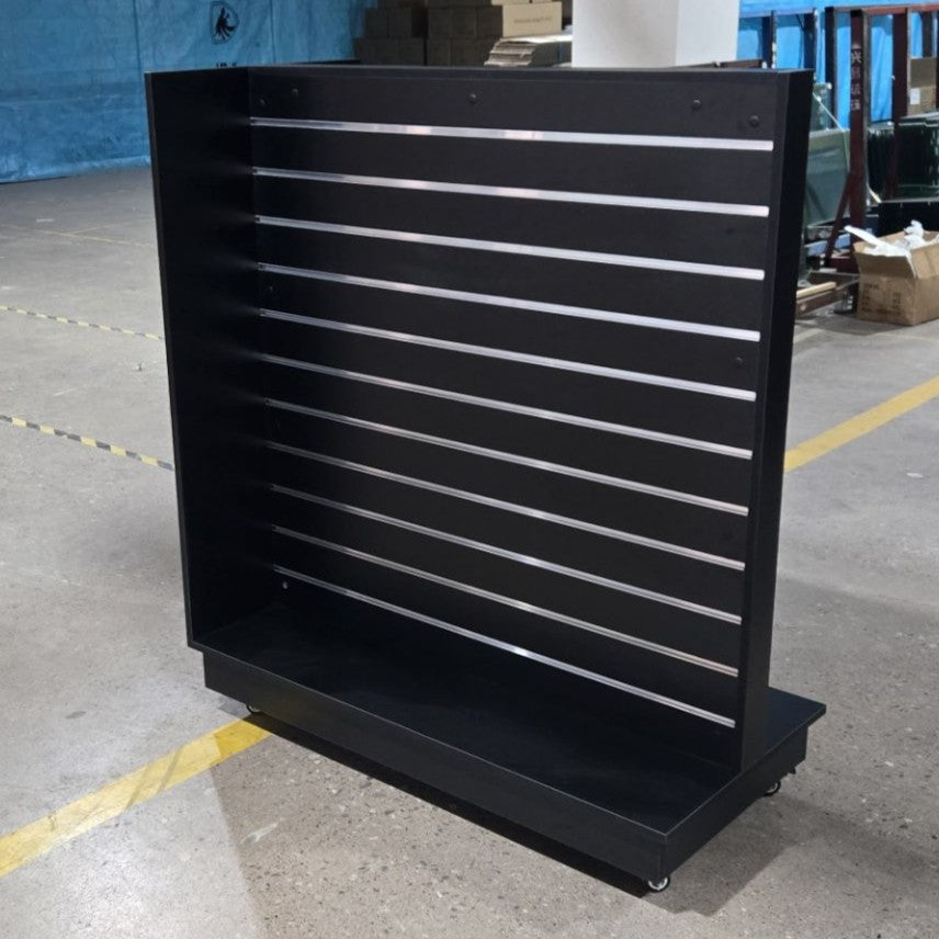 Black Double Sided End Bay Slatwall Gondola With Wheels